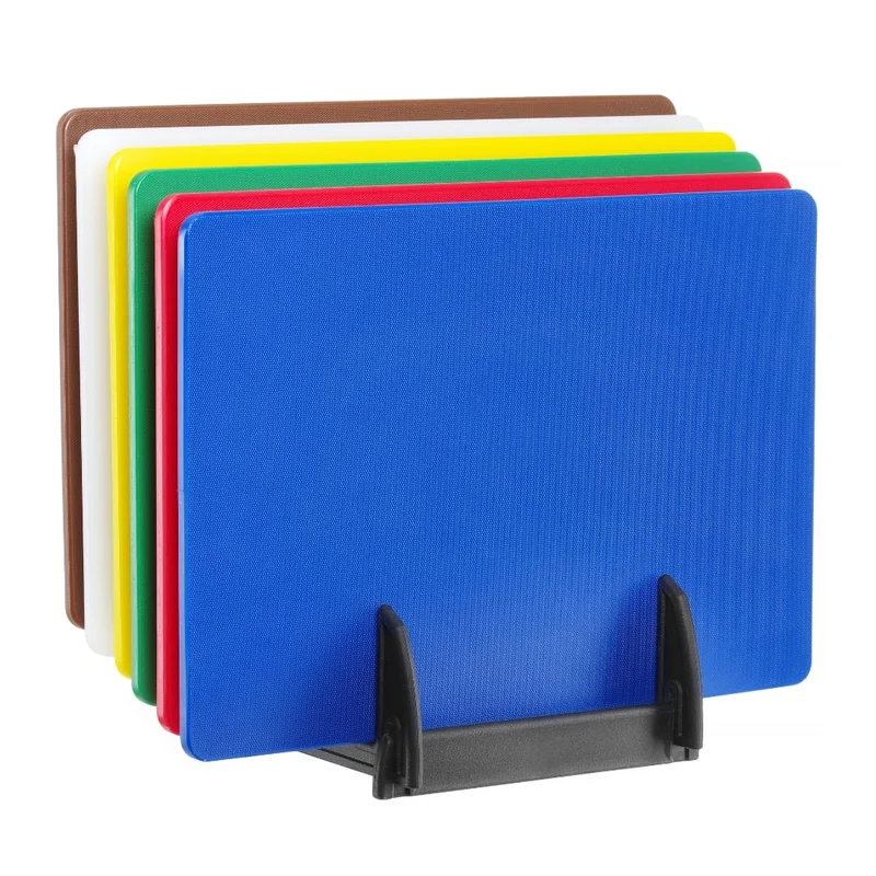 Set van 6 HACCP snijplanken met rek