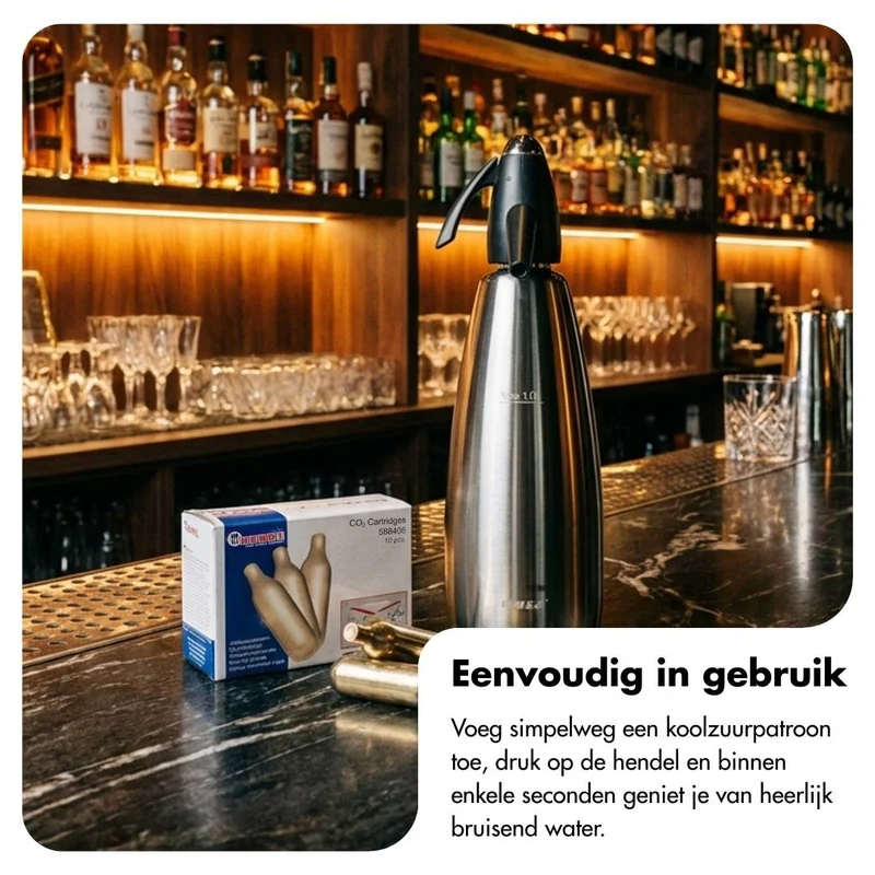 Spuitwaterfles met koolzuurpatronen