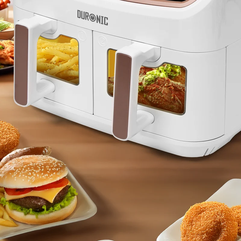 Duronic AFD2 WE Heißluftfritteuse Ersatzkörbe, 2 x 5 Liter Volumen, Ersatz Frittierkörbe für Duronic AF24 Fritteuse, Portion für die ganze Familie, Frittieren ohne Öl, Zubehör für Air Fryer