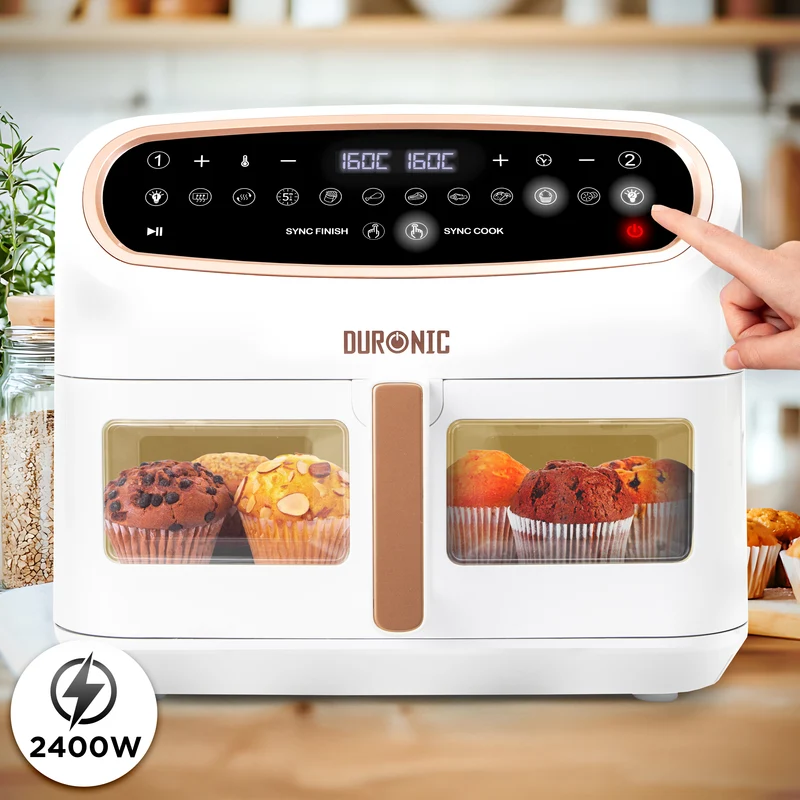 Duronic AF14 WG Heißluftfritteuse, XXL Heißluftfriteuse mit 10 Liter für Pommes, Friteuse HLF 10L Volumen Airfryer, Air Fryer für Rezepte ohne Öl