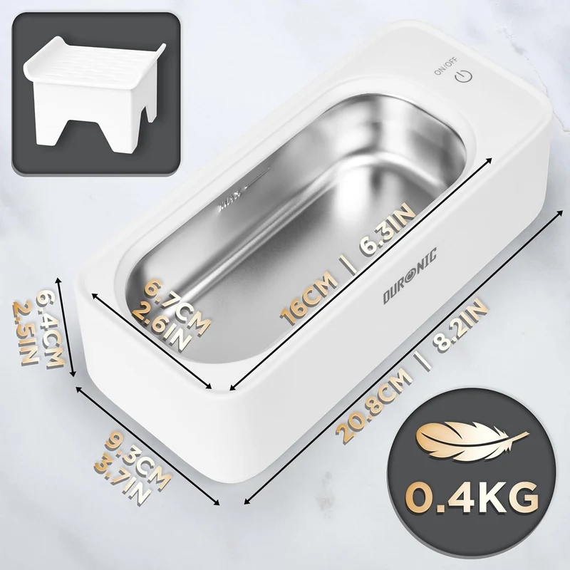 Duronic UC30 Ultraschallreinigungsgerät, 53000Hz Brillenreinigungsgerät, kompakter Ultraschallreiniger für Brille, Zahnersatz und Schmuck, Ultraschall