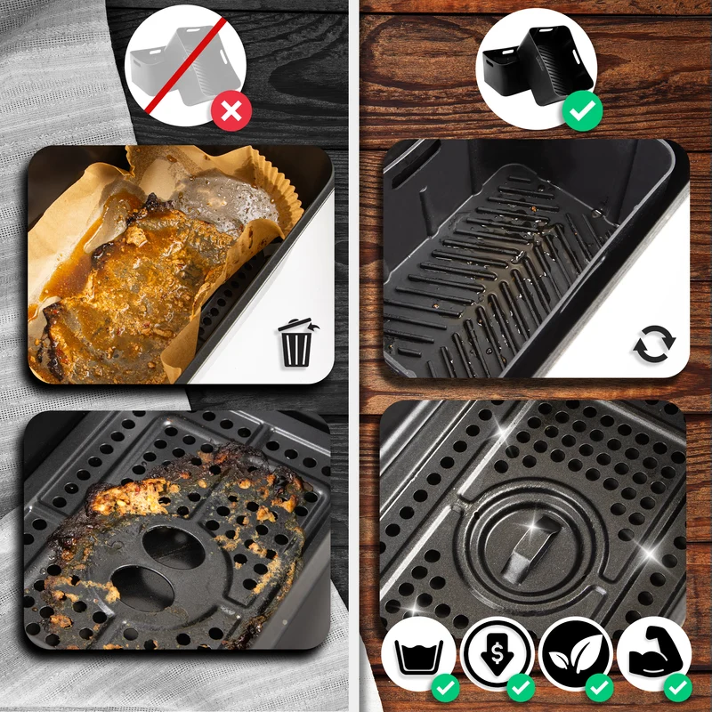 Duronic AFL1 Silikonform, zwei Antihaft Silikoneinsätze, Wiederverwendbar, Airfryer- Zubehör, Airfryer Accesories, Kompatibel mit Duronic AF34 & AF24 & anderen Dualzone Airfryer