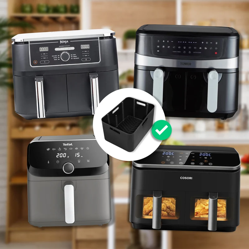 Duronic AFL1 Silikonform, zwei Antihaft Silikoneinsätze, Wiederverwendbar, Airfryer- Zubehör, Airfryer Accesories, Kompatibel mit Duronic AF34 & AF24 & anderen Dualzone Airfryer
