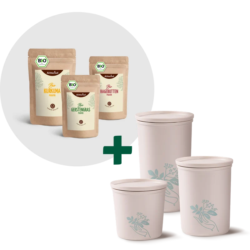 Goldene Milch Mischung 3er Bio Set + Frischhaltedosen