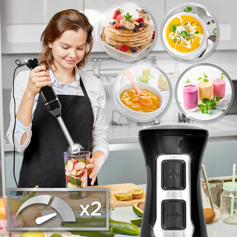 Duronic HB35 Stabmixer elektrisch, Pürierstab 350W, Edelstahl Rührstab, Handrührgerät, Ergonomischer Hand blender, Mixstab, 600ml Mix- & Messbecher, für Babynahrung, Suppe, Smoothies, Püree, Sauce