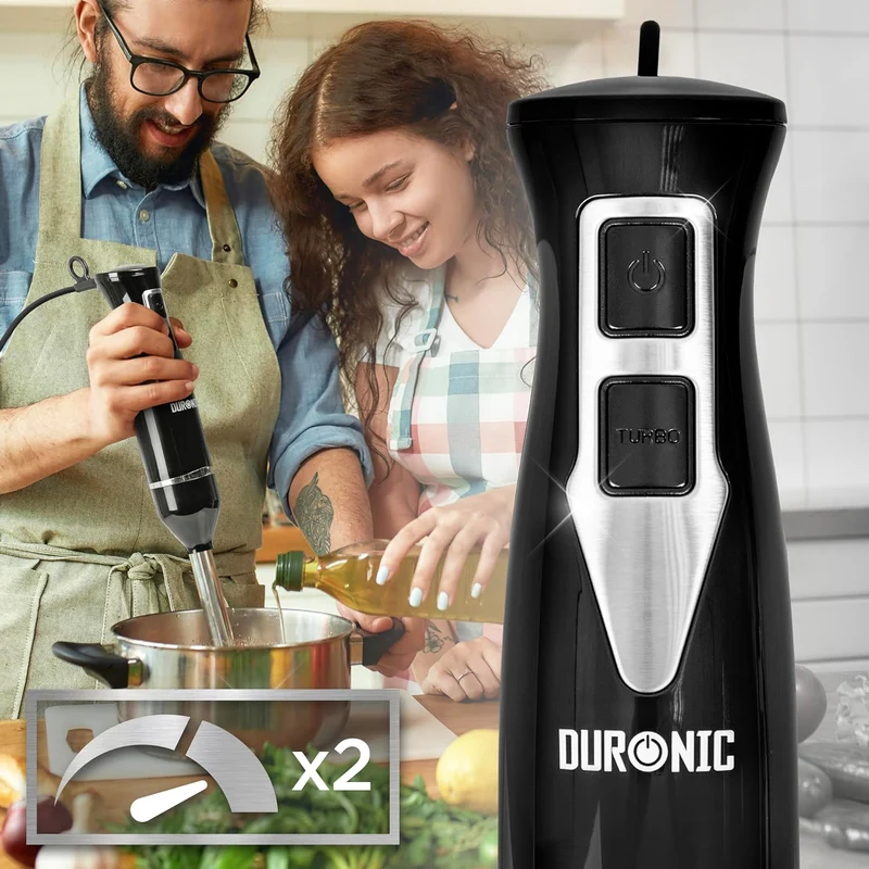 Duronic HB35B Stabmixer elektrischer, Pürierstab 350W, Edelstahl Rührstab, Handrührgerät, Ergonomischer Hand blender, Mixstab, Handmixer, Mixstab für Babynahrung, Suppe, Smoothies, Püree, Sauce