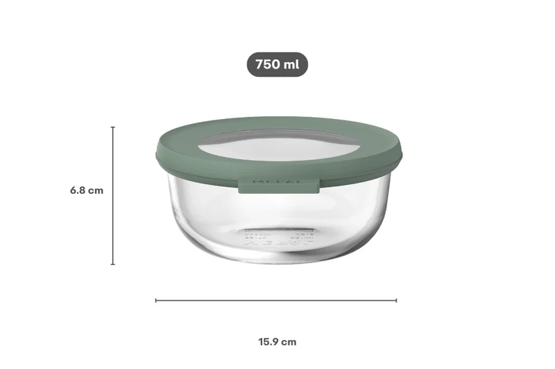 Mepal Glas Frischhaltedose Cirqula Nordic Sage Rund - 750 ml