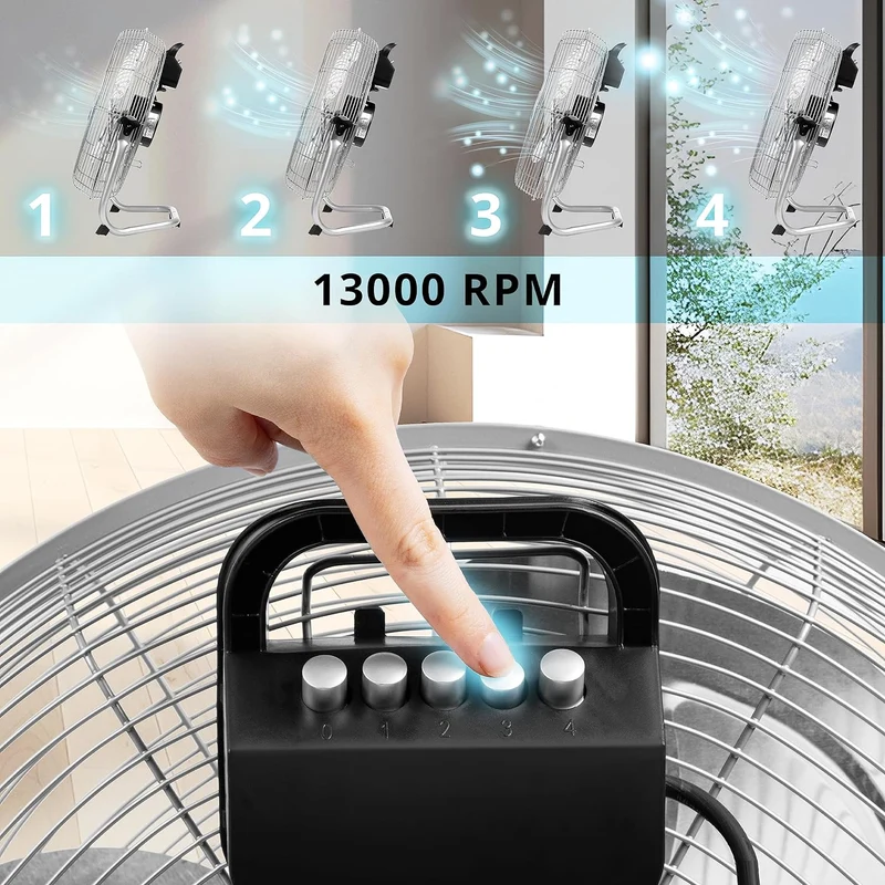 Duronic FN20 Bodengebläse | Ventilator 50 cm | Bodenventilator mit 4 Geschwindigkeitsstufen | 120 W Standventilator in Chrom | Windmaschine mit hohem Luftdurchsatz | Verstellbar in Neigung um 90°