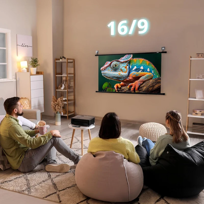 Duronic BPS50 16:9 Projektorleinwand, Beamerleinwand 50 Zoll, Heimkino mit 4K Full HD 3D, Rolloleinwand 1.0 Gain, Beamer Leinwand für Wandmontage, Filmnacht, Videoleinwand für Büro Schulen