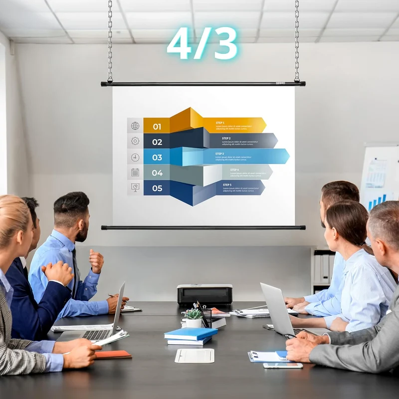 Duronic BPS50 16:9 Projektorleinwand, Beamerleinwand 50 Zoll, Heimkino mit 4K Full HD 3D, Rolloleinwand 1.0 Gain, Beamer Leinwand für Wandmontage, Filmnacht, Videoleinwand für Büro Schulen