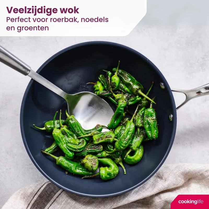 Cookinglife Pfannenset Revolt 3-teilig - Wokpfanne ø 28 cm + Bratpfanne ø 24 & 28 cm - geeignet für alle Wärmequellen - keramische Antihaftbeschichtung