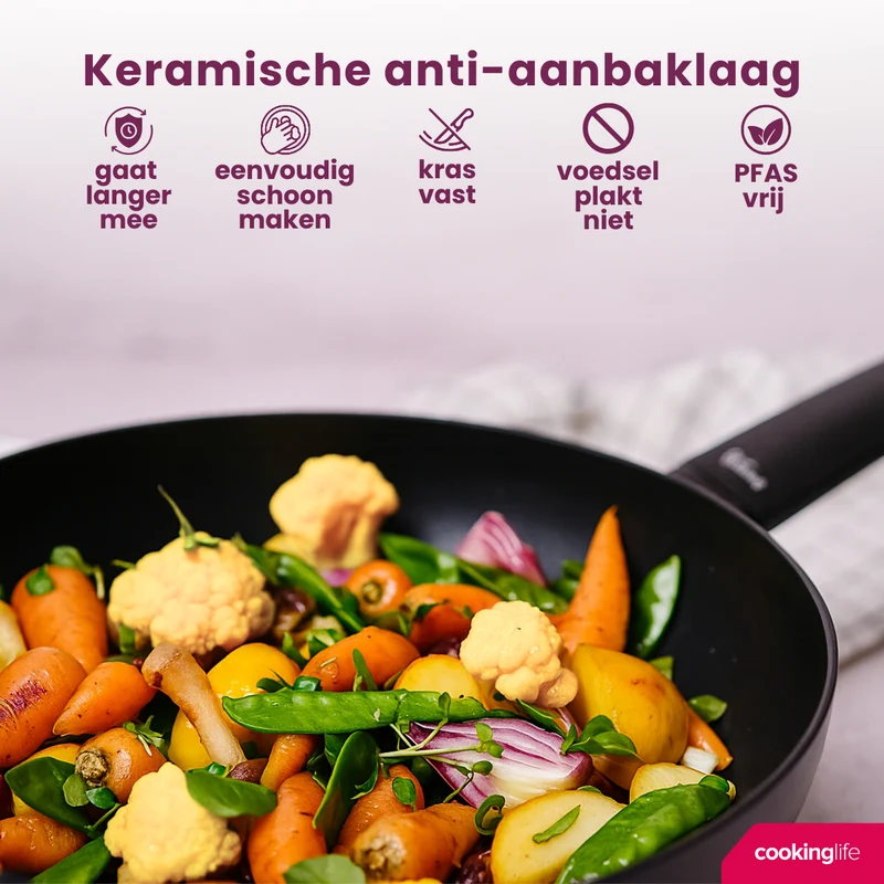 Cookinglife Bratpfannenset Black Cera Ø 24 und 28 cm – geeignet für alle Wärmequellen – keramische Antihaftbeschichtung