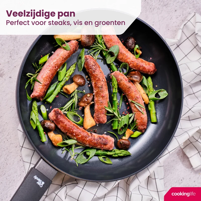 Cookinglife Bratpfanne Black Cera Ø 24 cm – geeignet für alle Wärmequellen – keramische Antihaftbeschichtung