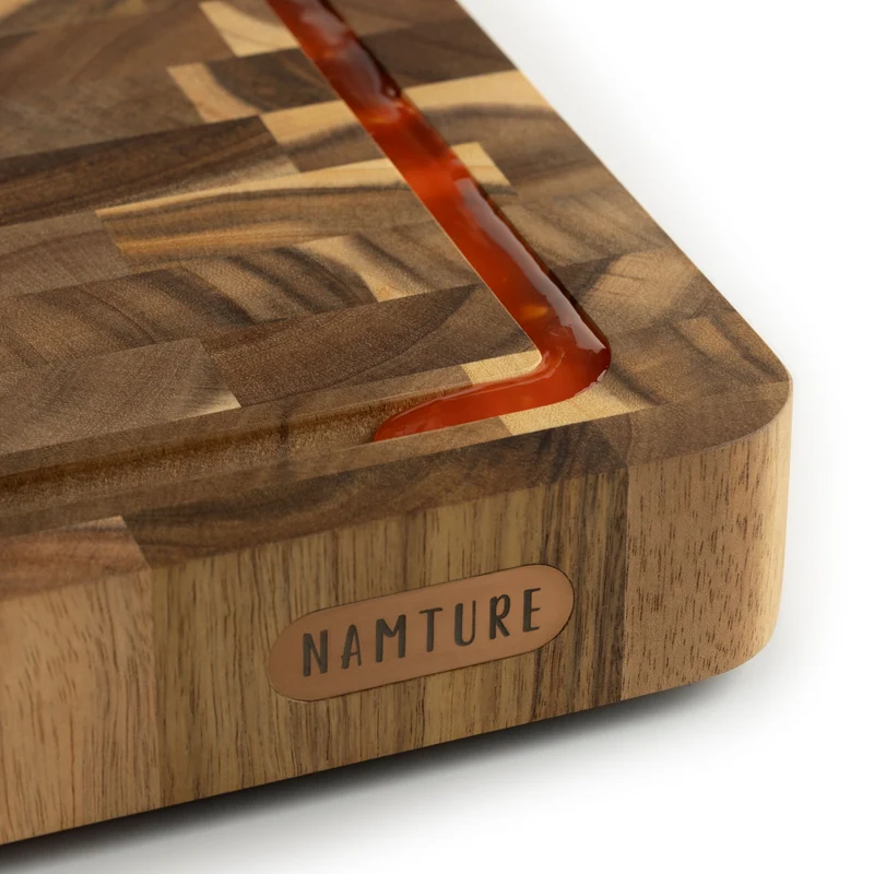 Namture Hackblock / Schneidebrett Akazie Classic - 45 x 30 cm - Holz Zubereitungsbrett