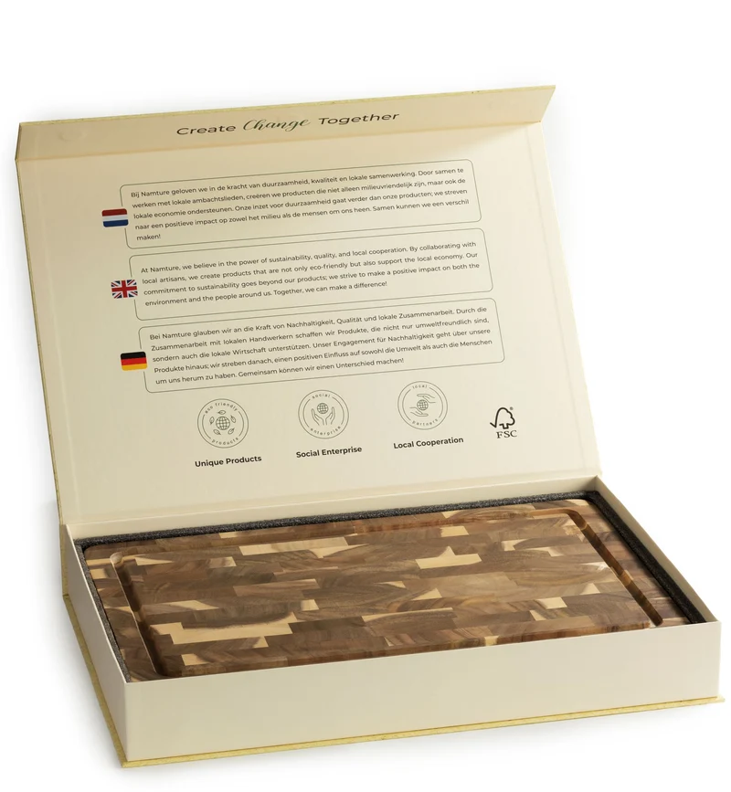 Namture Hackblock / Schneidebrett Akazie Classic - 45 x 30 cm - Holz Zubereitungsbrett