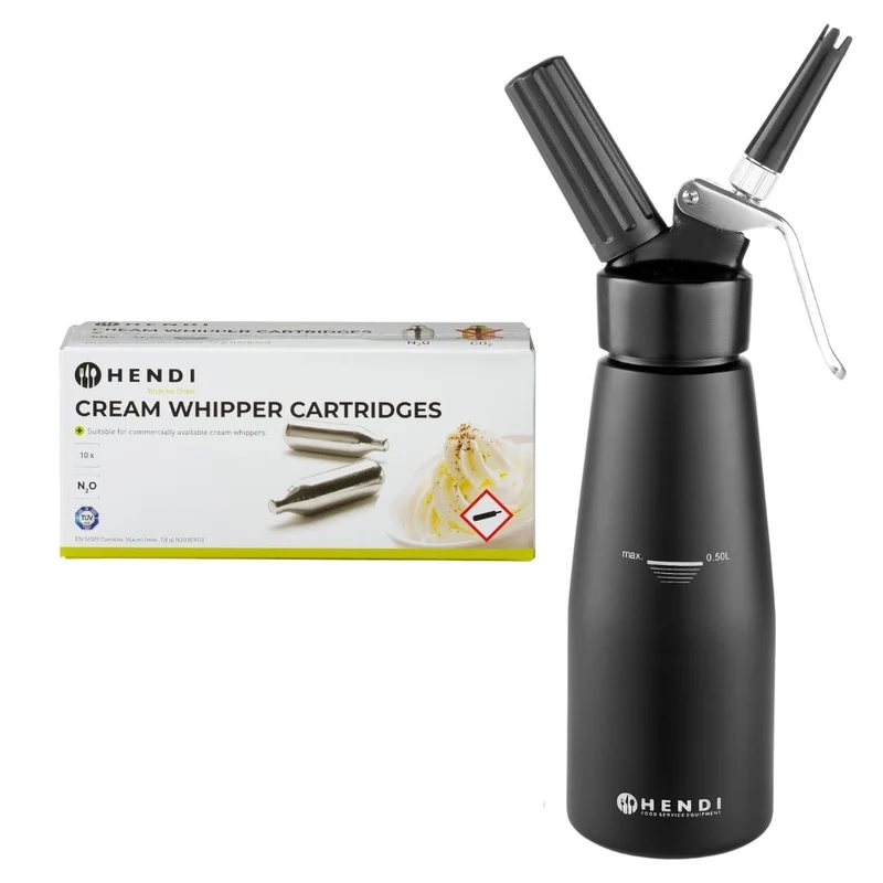 Slagroomapparaat Kitchen Line zwart met slagroompatronen