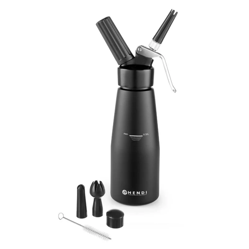 Slagroomapparaat Kitchen Line zwart met slagroompatronen