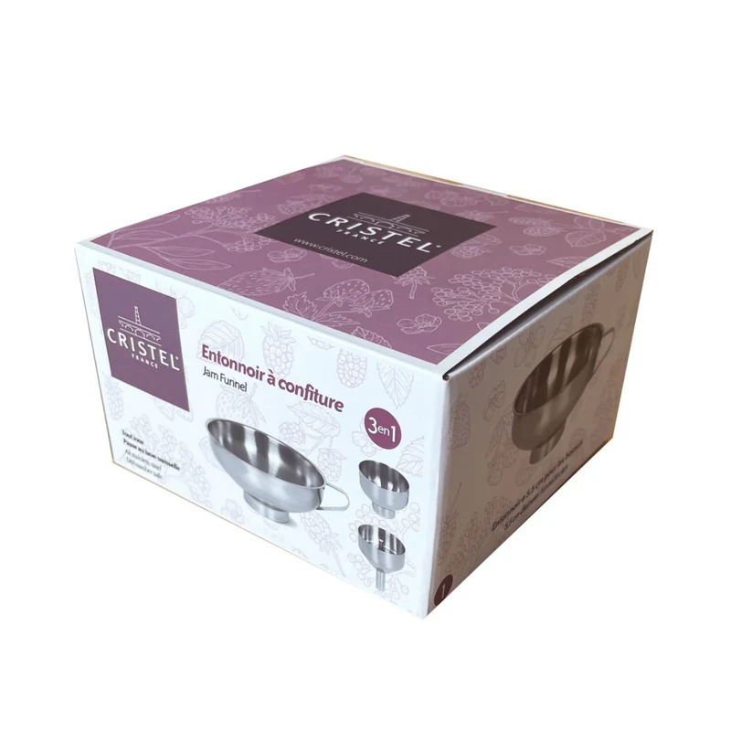 Embudo de acero inoxidable para conservas con adaptadores Cristel