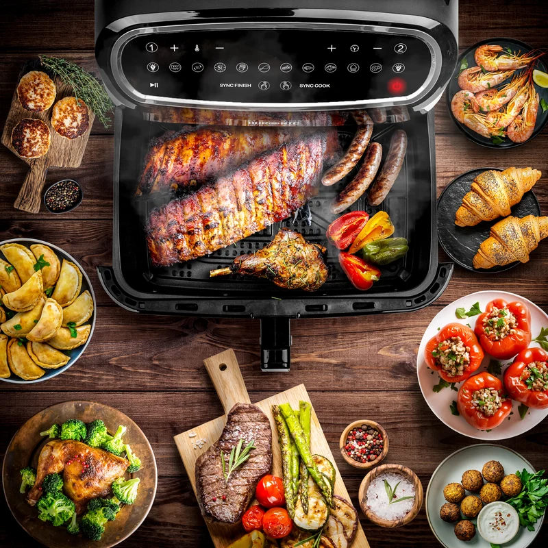 Duronic AFD1 BK Heißluftfritteuse Ersatzkorb, 10 Liter Volumen, Großer Frittierkorb für Duronic AF24 Fritteuse, Portion für die ganze Familie, Frittieren ohne Öl, Zubehör für Air Fryer