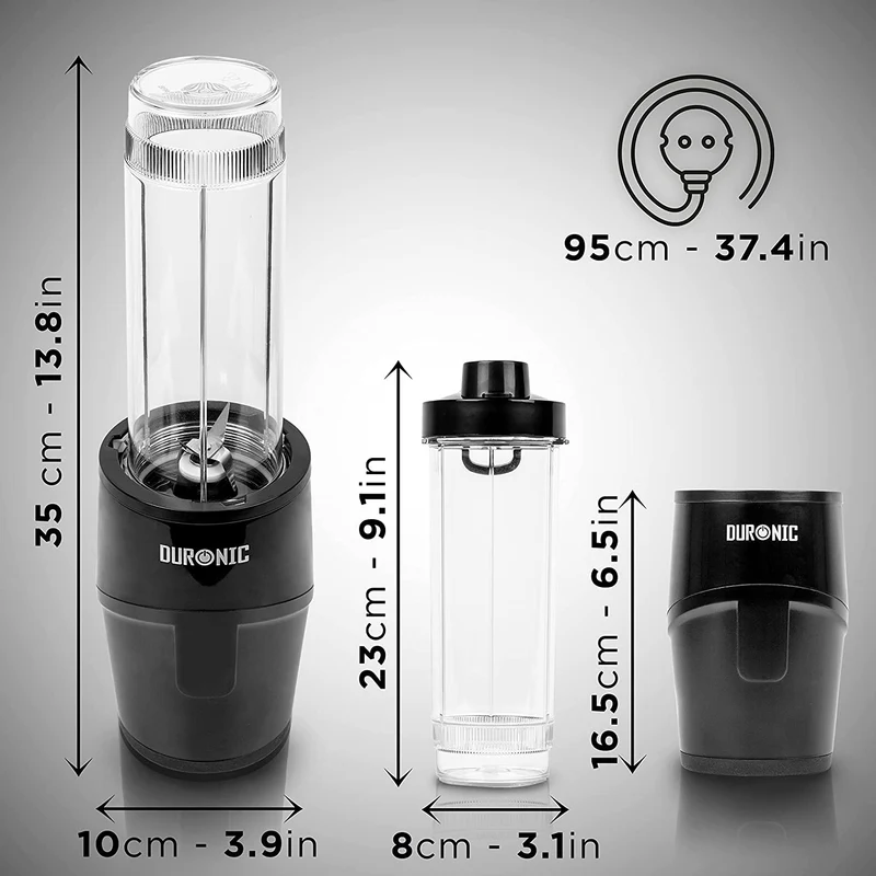 Duronic BL510 Mini-Standmixer, Mini Smoothie Maker, 500W Blender, Shake Mixer mit 570 ml Trinkflasche, Küchenhelfer, Hochleistungsmixer, Küchenmixer, für Protein Fitness Babynahrung Obst Saft