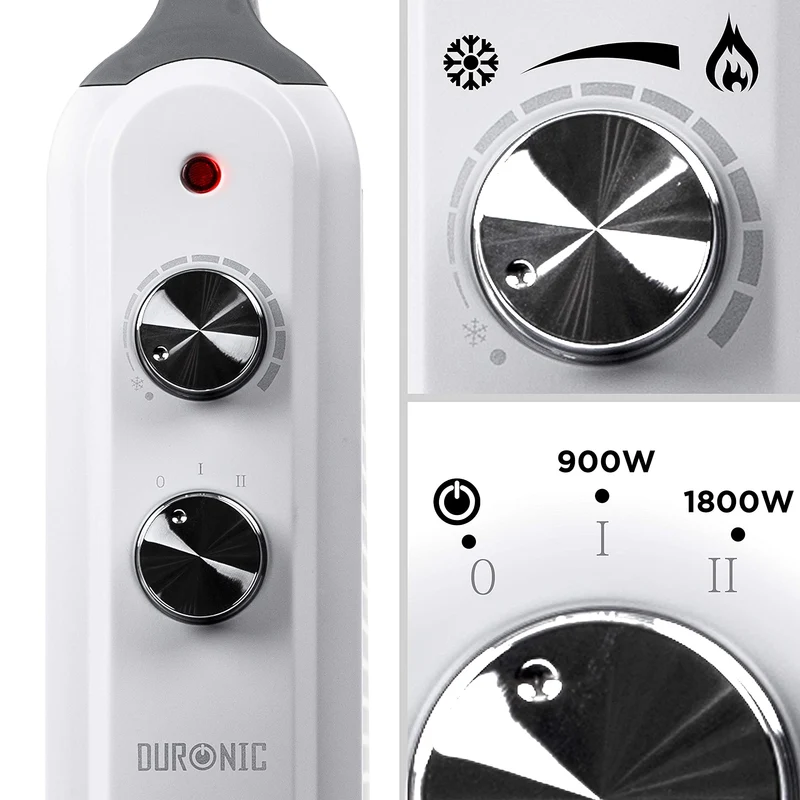 Duronic HV180 Elektroheizung, Konvektor Heizkörper mit 2000W, flaches Heizgerät mit Tragegriff, kleine energiesparende Elektro-Heizung mit 2 Stufen