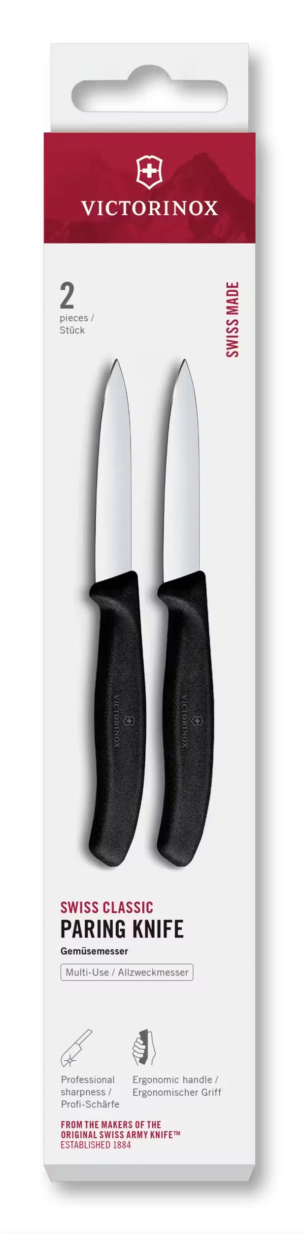 Victorinox Gemüsemesser Swiss Classic Schwarz - 8 cm - 2 Stück