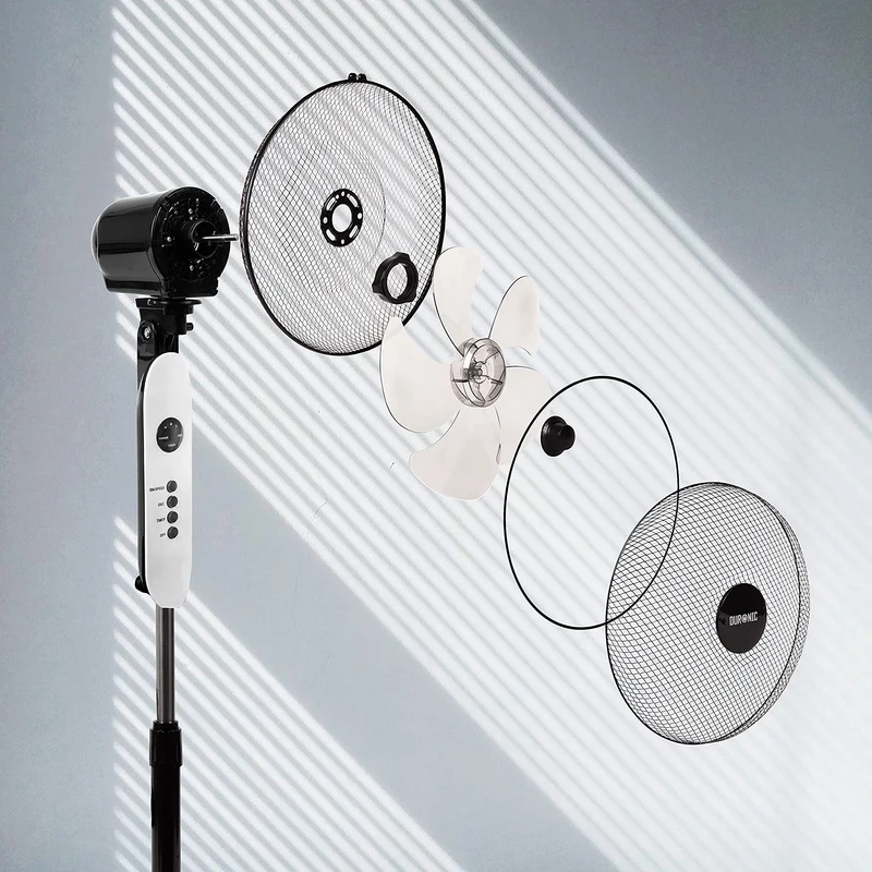 Duronic FN65 Standventilator | Ventilator 40cm leise mit Fernbedienung | Mobiler Lüfter höhenverstellbar bis 132cm | 3 Geschwindikeitsstufen und Timer | Hoher Luftdurchsatz | Oszillierend | Nachtmodus