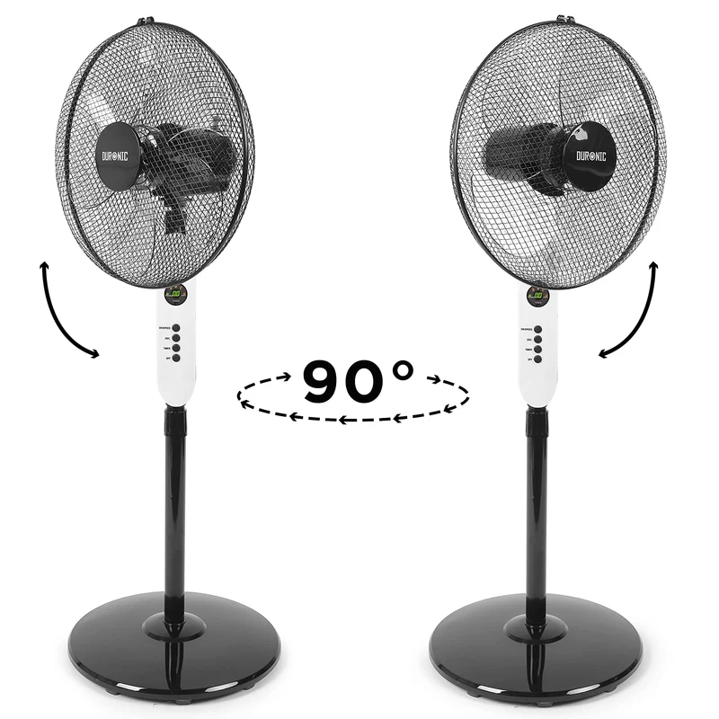 Duronic FN65 Standventilator | Ventilator 40cm leise mit Fernbedienung | Mobiler Lüfter höhenverstellbar bis 132cm | 3 Geschwindikeitsstufen und Timer | Hoher Luftdurchsatz | Oszillierend | Nachtmodus