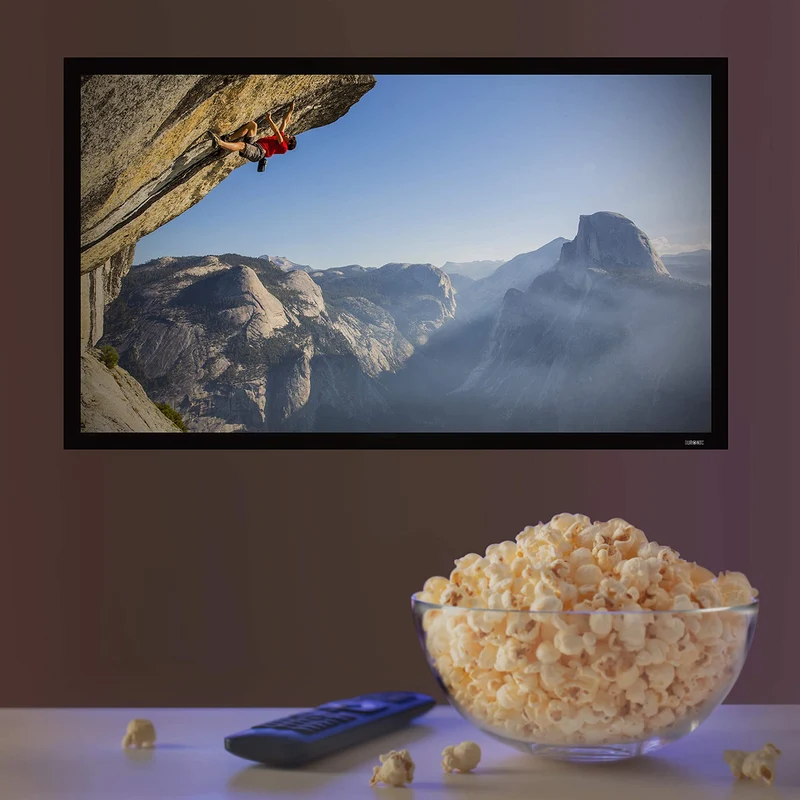 Duronic FFPS100 Leinwand | 16:9 Beamer Screen | 100 Zoll | 221 x 124 cm | Projektorleinwand für Wandmontage | Heimkino mit 4K Full HD 3D | Projektionsleinwand für Gaming, Büro, Präsentationen, Schule