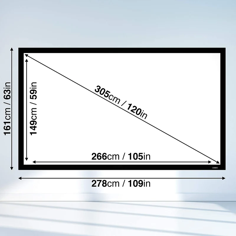 Duronic FFPS120 Leinwand | 16:9 Beamer Screen | 120 Zoll | 266 x 149 cm | Projektorleinwand für Wandmontage | Heimkino mit 4K Full HD 3D | Projektionsleinwand für Gaming, Büro, Präsentationen, Schule