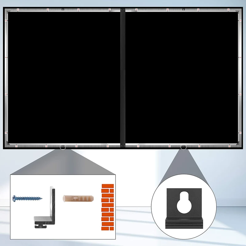 Duronic FFPS150 Leinwand | 16:9 Beamer Screen | 150 Zoll | 332 x 186 cm | Projektorleinwand für Wandmontage | Heimkino mit 4K Full HD 3D | Projektionsleinwand für Gaming, Büro, Präsentationen, Schule