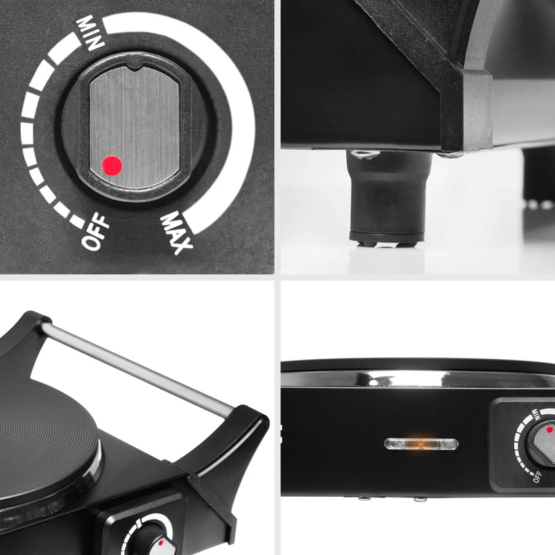 Duronic HP1 BK Herdplatte, Campingkocher mit 1 Kochfeld, Elektro Kochplatte Für Camping, Büro, oder Küche, Doppelkochplatte mit stufenloser Temperatureinstellung, Doppel Kochplatte 1500 Watt