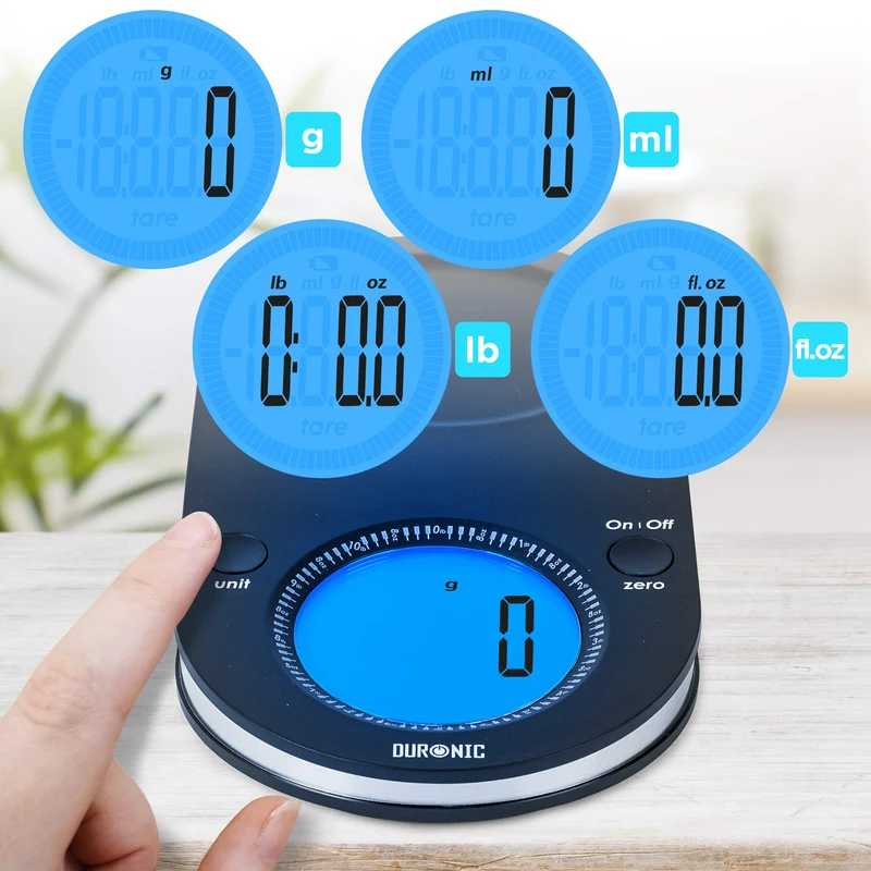 Duronic KS5000 Küchenwaage | 5 kg Digitalwaage oval mit 3 L abnehmbarer Schüssel | 1 g grammgenau Präzision-Feinwaage | Haushaltswaage mit Tara-Funktion | Digitale Waage mit Hold-Funktion | Zum Backen