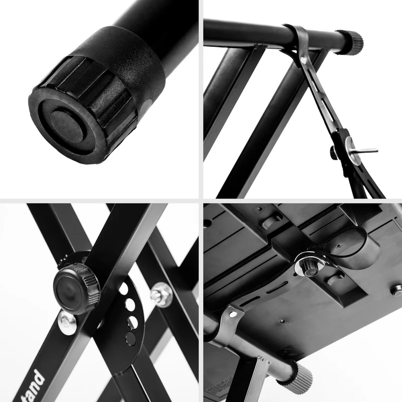 Duronic KS2B Keyboardständer | Höhenverstellbar in 7 Stufen von 30-96 cm | Befestigungsriemen für Digital Piano und Synthesizer | Ideal für Bühne, Gig und Proberaum | Doppelstrebiges Stativ bis 20 kg