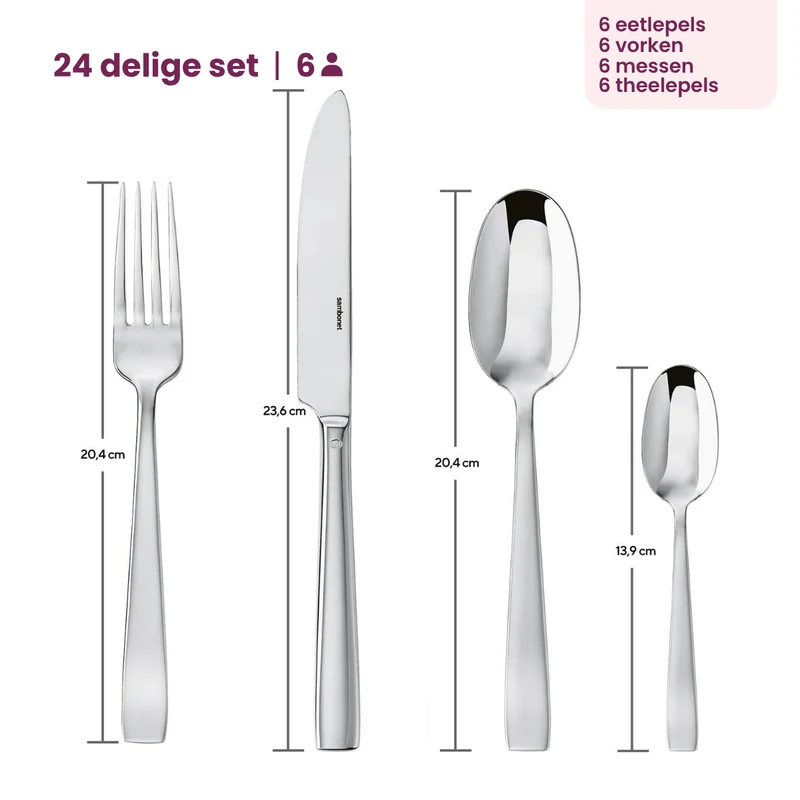 Sambonet Besteckset Flat - Edelstahl - 24-teilig / 6 Personen
