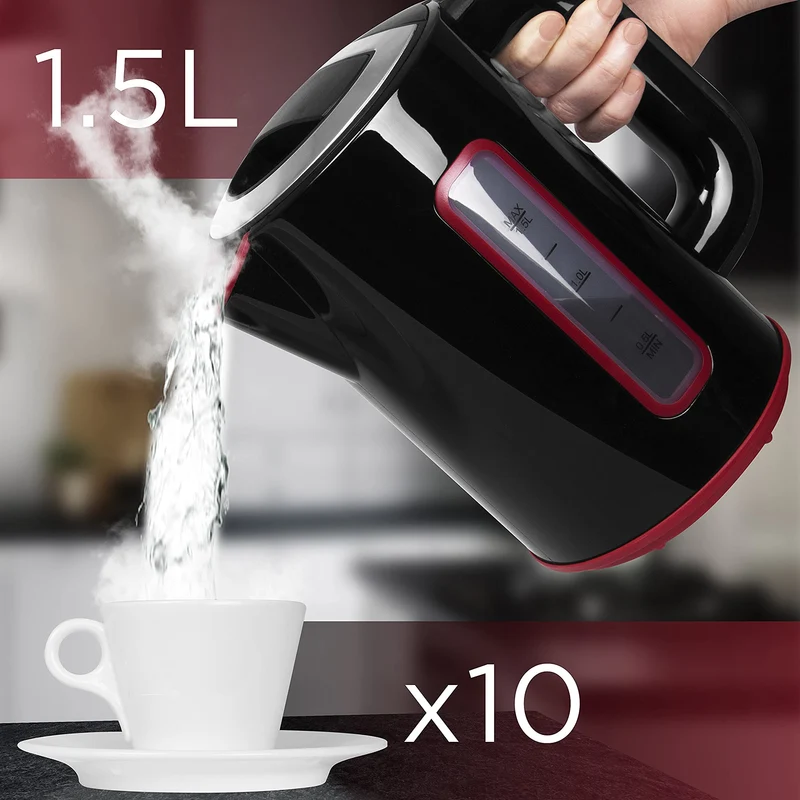 Duronic EK30 BK Wasserkocher 3000 Watt | Wasserkessel mit einstellbarer Temperatur und Thermostat | 40 ° | 60 ° | 80 ° | 100 ° C | 1,5 L | Warmhaltefunktion | Doppelwandig | Anti-Kalkfilter