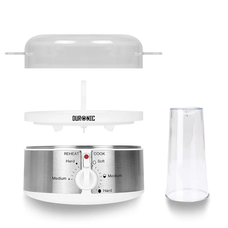 Duronic EB35 WE Eierkocher | Bis zu 7 gekochte Eier | Härtegradeinstellung weich mittel hart | Ei Weiterkochfunktion | Inklusive Messbecher und Eierstecher | Für ein perfektes Frühstücksei | 350 Watt