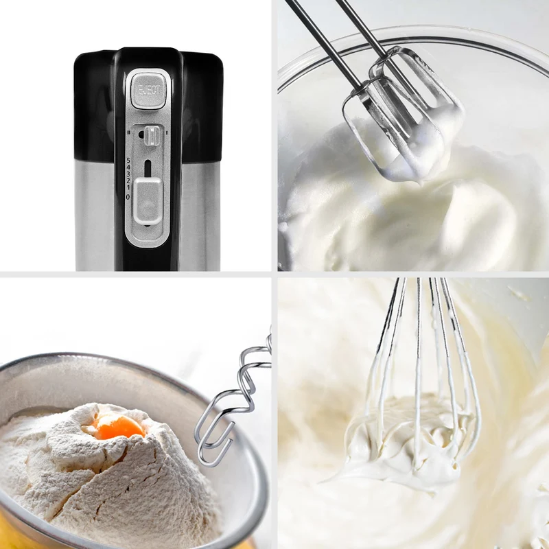 Duronic SM3 elektrische Küchenmaschine 300W, 2 in 1 Standmixer mit 4L Edelstahlschüssel, Handmixer, Knetmaschine, Teigmaschine, Handrührgerät, Mixer für Backen, Sahne, Teig, Saucen, Desserts