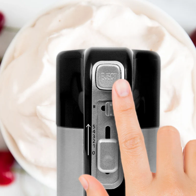 Duronic HM3 elektrischer Handmixer 300W, Handrührgerät mit Basis, Rührgerät 2 Rührbesen 2 Knethaken, Rührmaschine, Küchenmixer, Handrührer, Mixer für Backen, Sahne, Teig, Saucen, Desserts, Mayonnaise