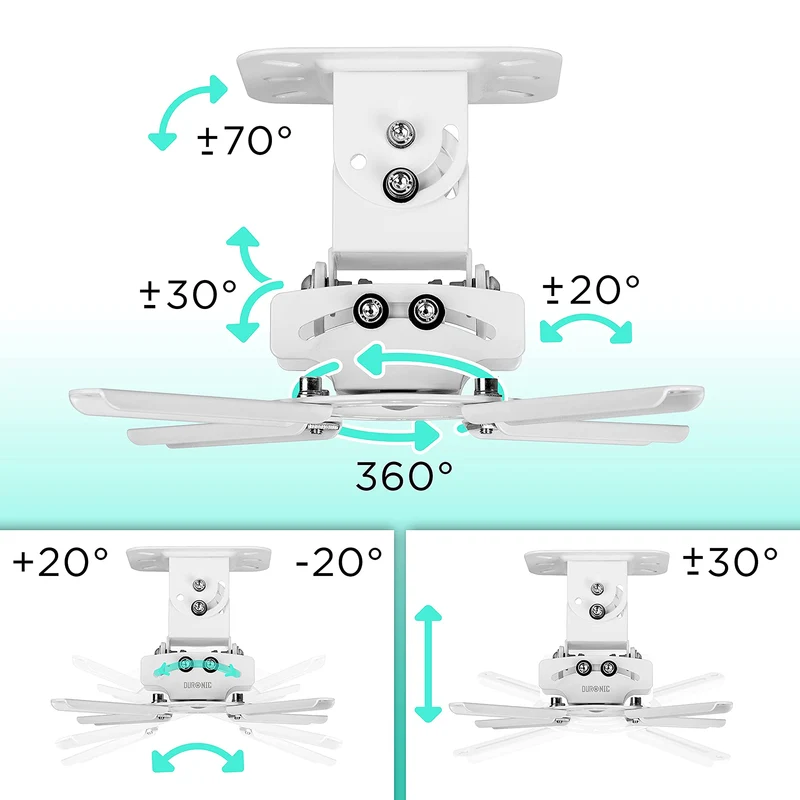 Duronic PB05XB Beamer Halterung | Projektor Halterung | Universal Wandhalterung | Halterung für Video-Projektor | drehbar und schwenkbar | Heimkino | Traglast bis zu 13,6 kg | 360° Rotation