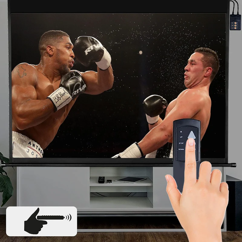 Duronic EPS80 Leinwand | 79 Zoll Rollo mit 163 x 122 cm | 4:3 Heimkino mit 4K Full HD 3D | Projektionsleinwand für Decken- und Wandmontage | Gain 1.0 | Beamerleinwand mit Motor für Fernbedienung
