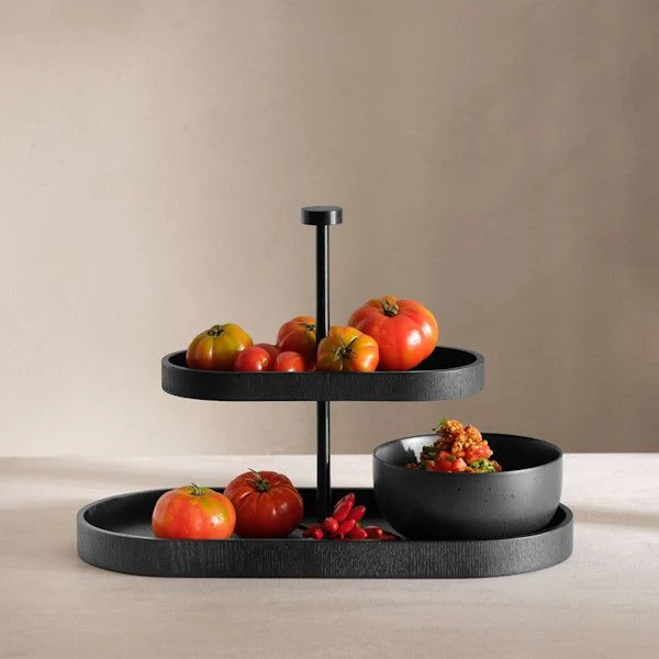 ASA Selection "wood" Etagere 2-stufig schwarz, oval