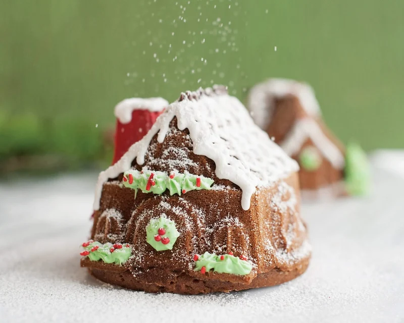 Nordic Ware Kuchenform Lebkuchenhaus Duet Silber - Aluguss - 32 x 17 cm