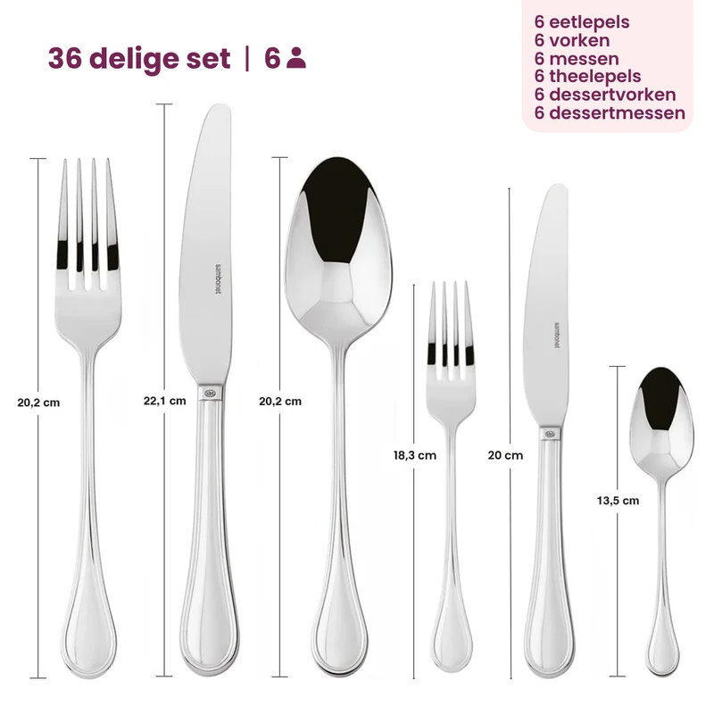Sambonet Besteckset Royal - Edelstahl - 36-teilig / 6 Personen
