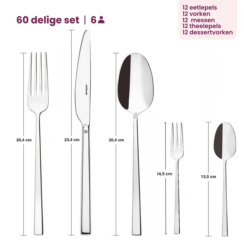 Sambonet Besteckset Rock - Edelstahl - 60-teilig / 12 Personen