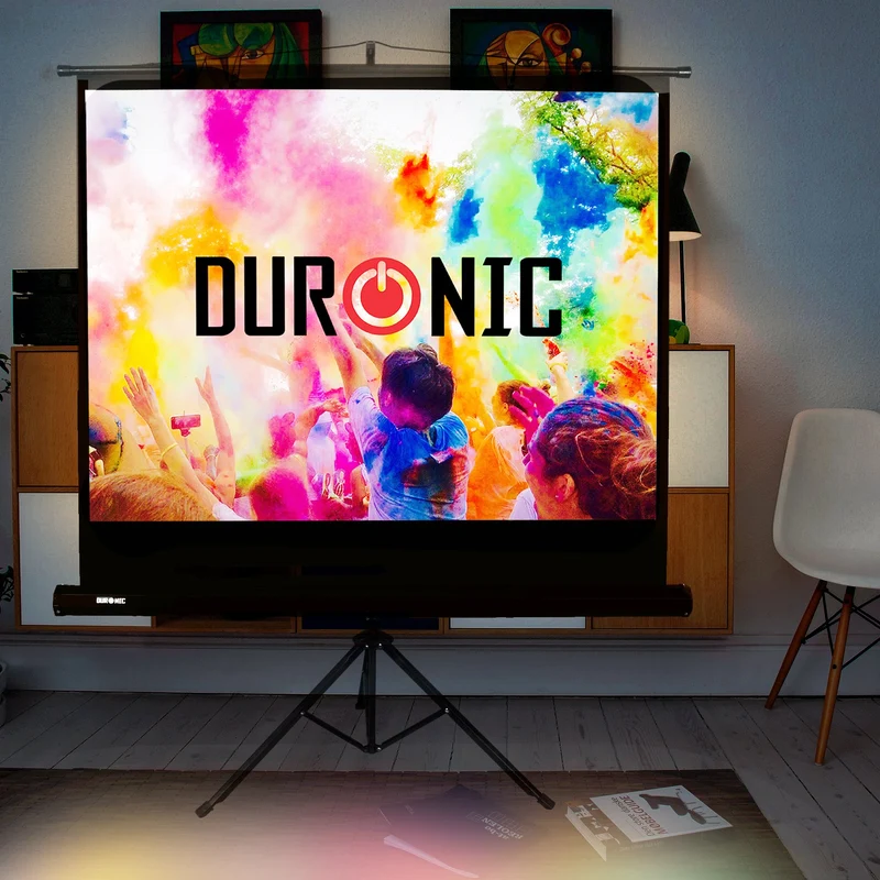 Duronic TPS60 Leinwand, 60" Stativleinwand, Stativ Beamerleinwand mit 122 x 91 cm Fläche im 4:3 Format, Heimkino mit 4K Full HD 3D, Projektorleinwand für Schule und Büro, Präsentationsleinwand