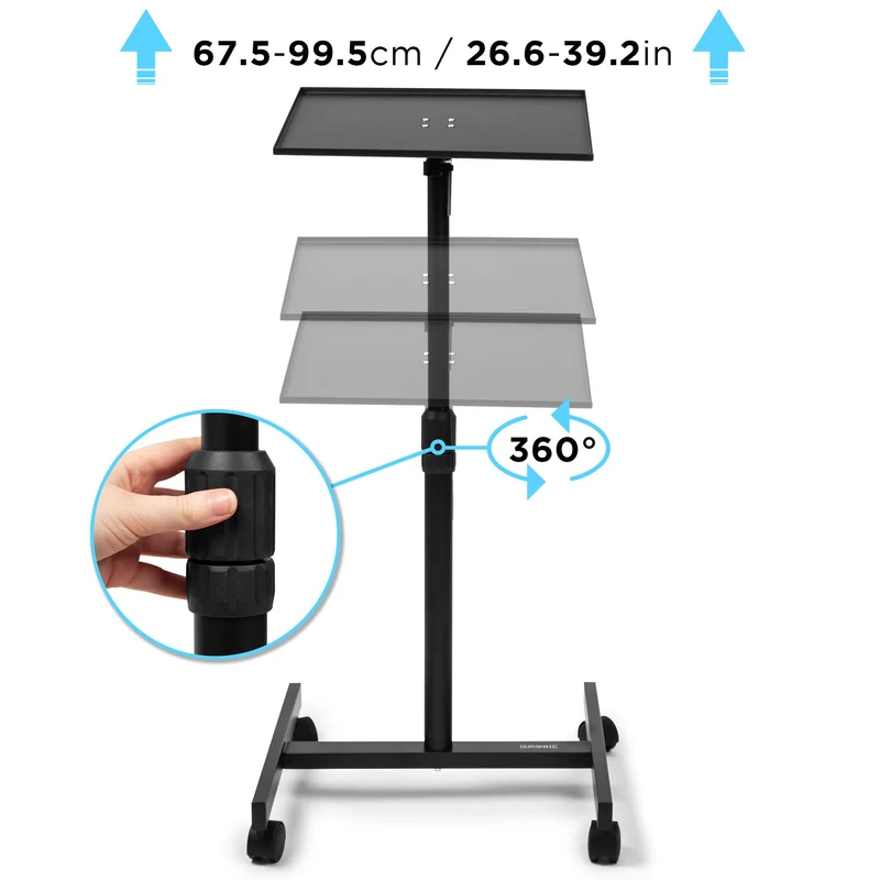 Duronic WPS20 Arbeitstisch | Laptoptisch 67 x 99 cm bis 10 kg | Computertisch mit Rollen | Höhenverstellbarer Projektortisch für Beamer | Sitz-Stehtisch Schreibtisch Rolltisch Beistelltisch Sofatisch