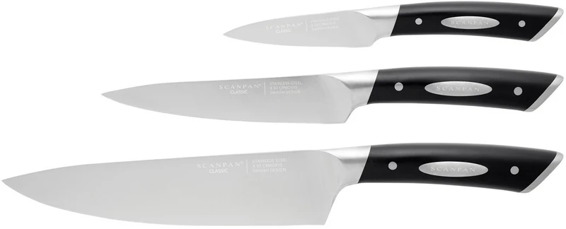 SCANPAN Messerset Classic 3-teilig - Kochmesser, Officemesser & Schälmesser