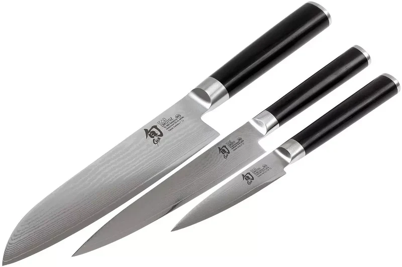 Kai Shun Classic Messerset - 32-lagiger Damaststahl - (Büromesser + Universalmesser + Santokumesser) 3-teilig - DMS-310