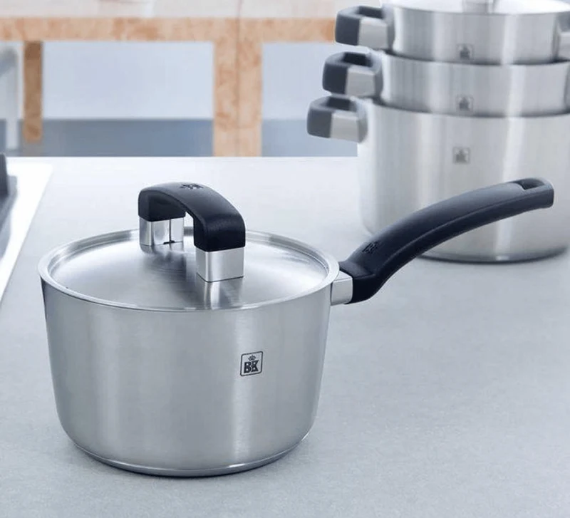 BK Topfset Conical Cool 5-teilig - Edelstahl - Kochtöpfe ø 16, 18, 20, 24 cm & Stieltopf ø 16 cm